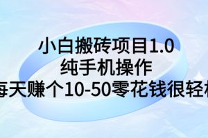 小白搬砖项目1.0，纯手机操作，每天赚个10-50零花钱很轻松