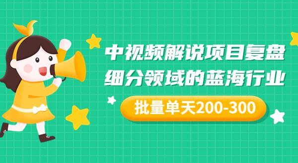 某付费文章：中视频解说项目复盘：细分领域的蓝海行业 批量单天200-300收益