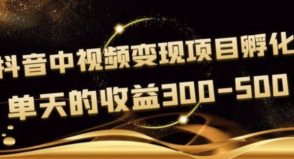 黄岛主《抖音中视频变现项目孵化》单天的收益300-500 操作简单粗暴