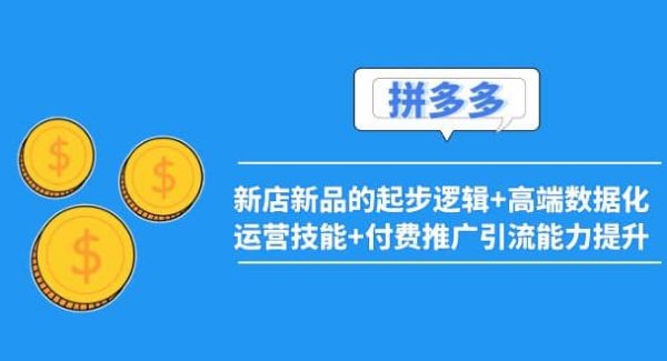 2022拼多多：新店新品的起步逻辑 高端数据化运营技能 付费推广引流能力提升