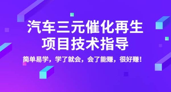 汽车三元催化再生项目技术指导，简单易学，学了就会，会了能赚，很好赚！