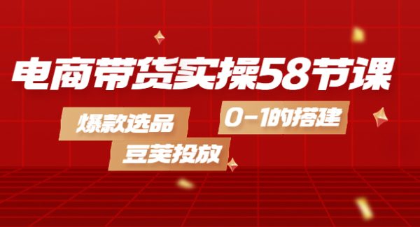 电商带货实操58节课，爆款选品，豆荚投放，0-1的搭建