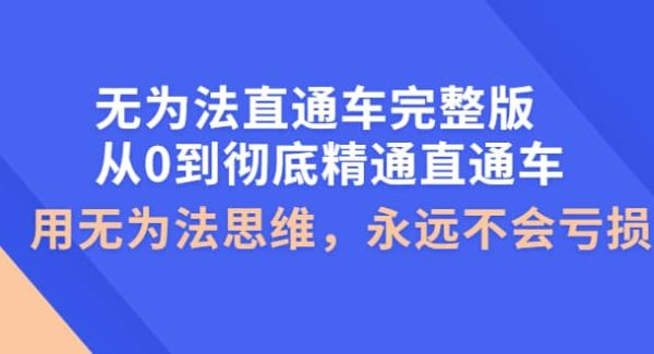 无为法直通车完整版：从0到彻底精通直通车，用无为法思维，永远不会亏损