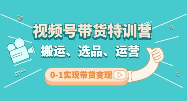 视频号带货特训营(第3期)：搬运、选品、运营、0-1实现带货变现