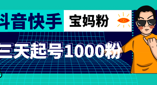 抖音快手三天起号涨粉1000宝妈粉丝的核心方法【详细玩法教程】