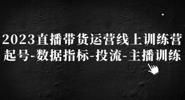 2023直播带货运营线上训练营，起号-数据指标-投流-主播训练