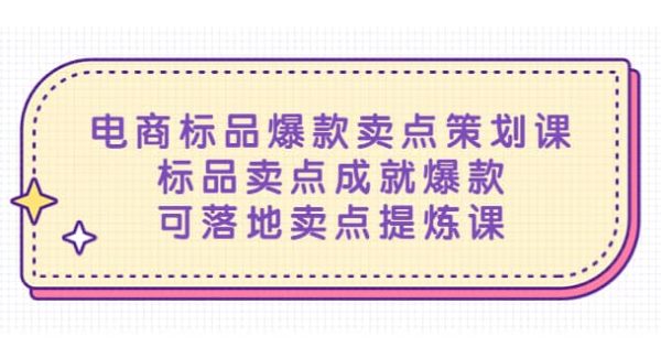 电商标品爆款卖点策划课，标品卖点成就爆款，可落地卖点提炼课