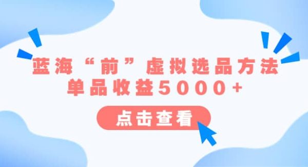 某公众号付费文章《蓝海“前”虚拟选品方法：单品收益5000 》