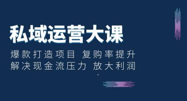 私域运营大课：爆款打造项目 复购率提升 解决现金流压力 放大利润