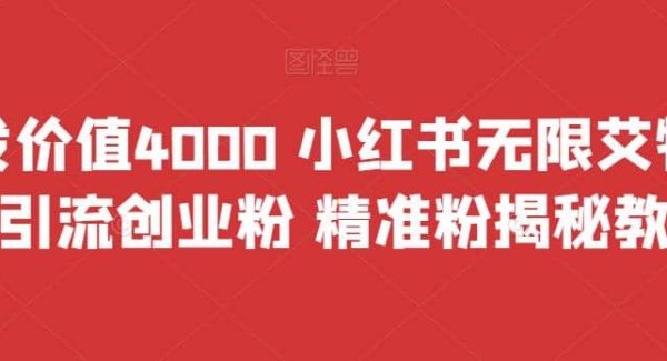 首发价值4000 小红书无限艾特暴力引流创业粉 精准粉揭秘教程