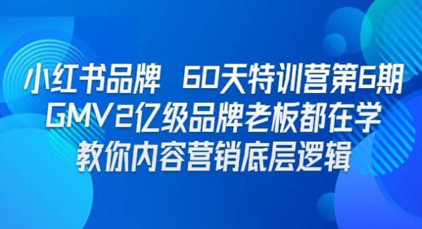 小红书品牌 60天特训营第6期 GMV2亿级品牌老板都在学 教你内容营销底层逻辑