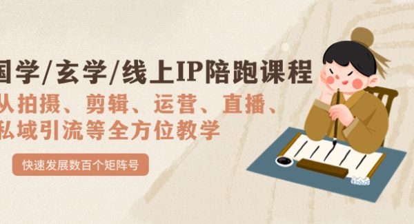 国学/玄学/线上IP陪跑课程，从0-1全方位教学，快速发展数百个矩阵号