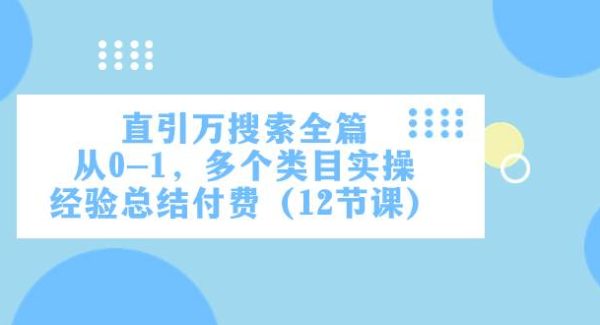 直引万·搜索全篇，从0-1，多个类目实操经验总结付费（12节课）