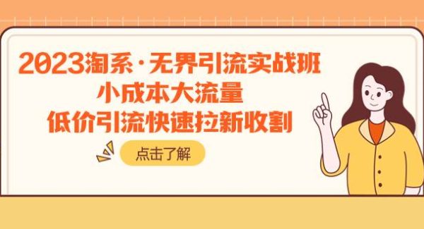 2023淘系·无界引流实战班：小成本大流量，低价引流快速拉新收割