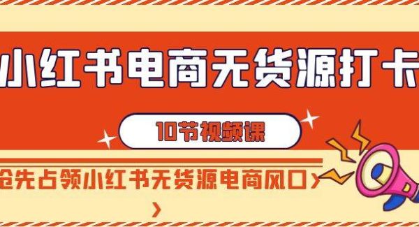 小红书电商-无货源打卡，抢先占领小红书无货源电商风口（10节课）