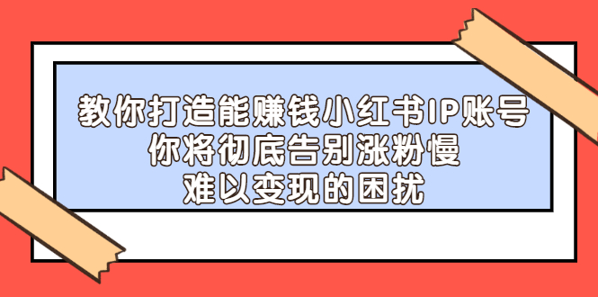 教你打造能赚钱小红书IP账号，了解透彻小红书的真正玩法