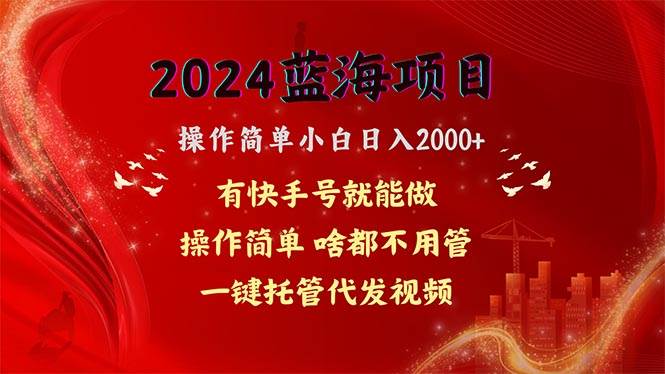 2024蓝海项目，网盘拉新，操作简单小白日入2000+，一键托管代发视频，…