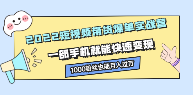 2022短视频带货爆单实战营，一部手机就能快速变现