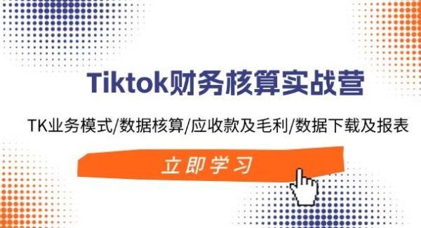 Tiktok财务核算实战营：TK业务模式/数据核算/应收款及毛利/数据下载及报表